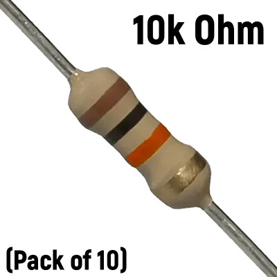 10K ohm, 1/4 Watt Resistor (Pack of 10)