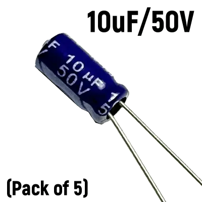 10uf 50V Electrolytic Capacitor (Pack of 5)
