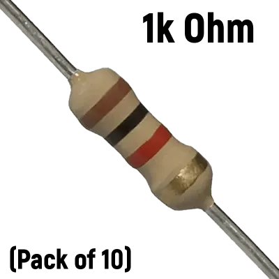 1K ohm, 1/4 Watt Resistor (Pack of 10)