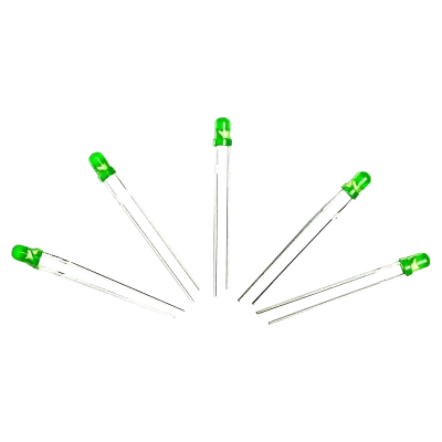 3mm Round DIP LED Green (Pack of 5)