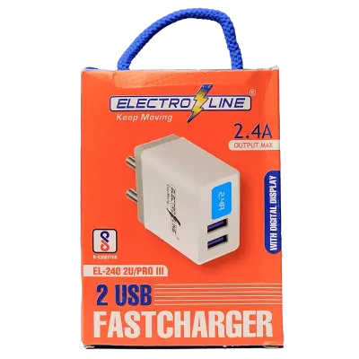 Electroline EL-240 5V 2.4A Fast Charger With Micro-USB and Current Measurement