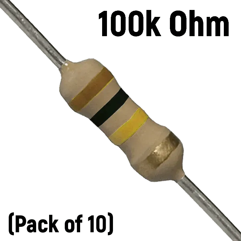 100K ohm, 1/4 Watt Resistor (Pack of 10)
