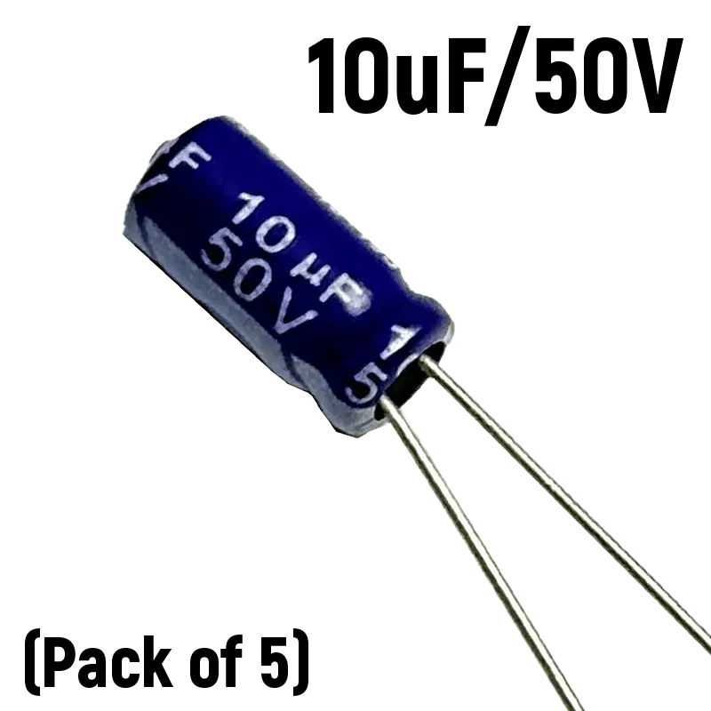 10uf 50V Electrolytic Capacitor (Pack of 5)