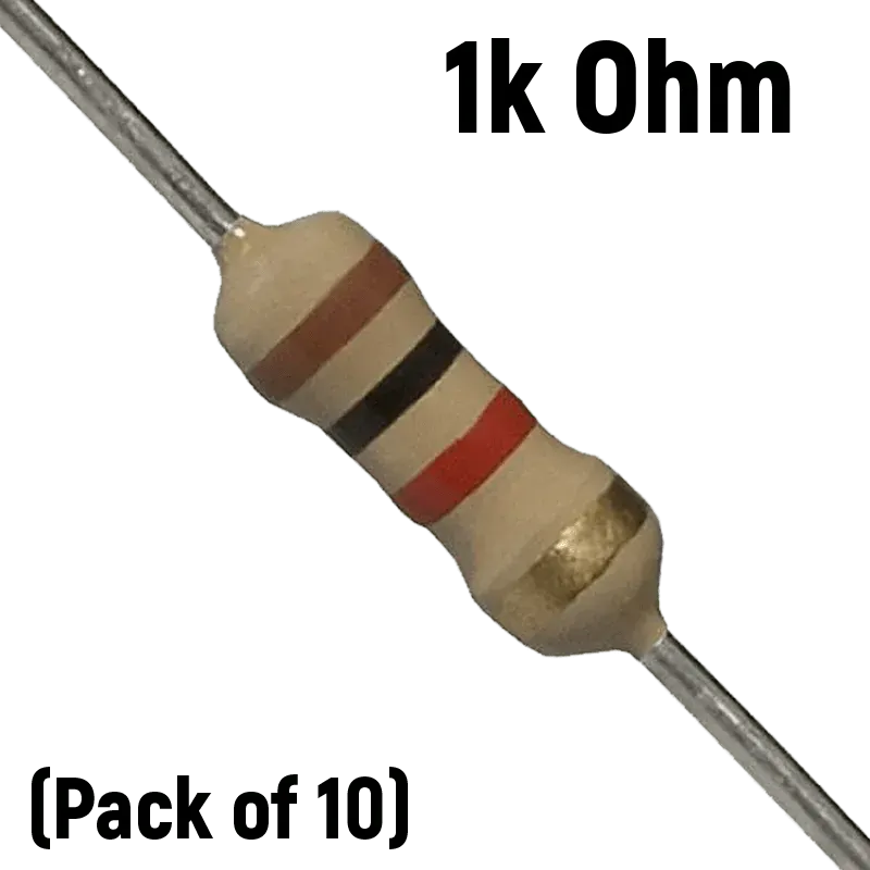 1K ohm, 1/4 Watt Resistor (Pack of 10)