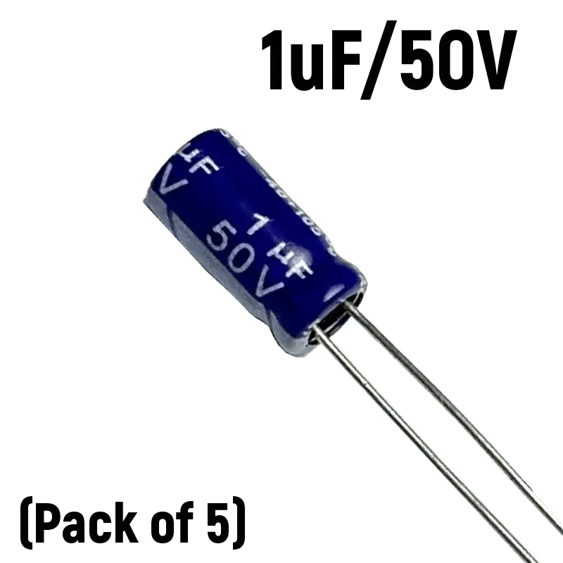 1uF 50V Electrolytic Capacitor (Pack of 5)