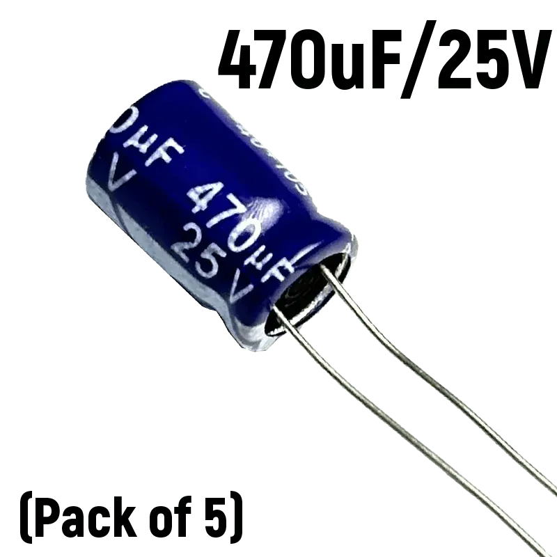 470uF 25V Electrolytic Capacitor (Pack of 5)
