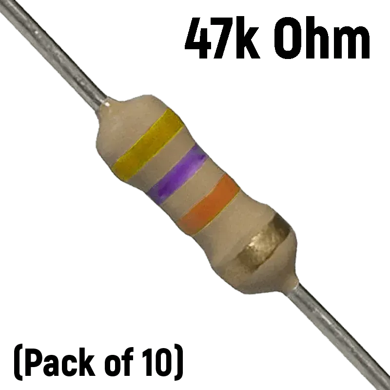 47K Ohm Resistor – 1/4 Watt (Pack of 10)
