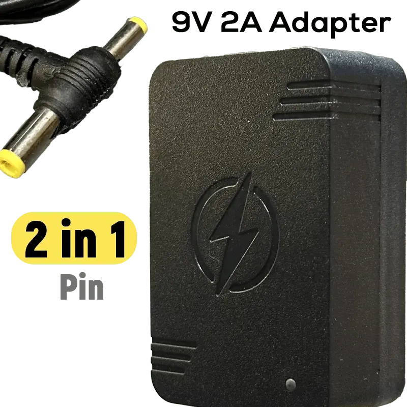 9V 2A DC Power supply adapter with 5.5mm x 2.5mm male plug pin connector