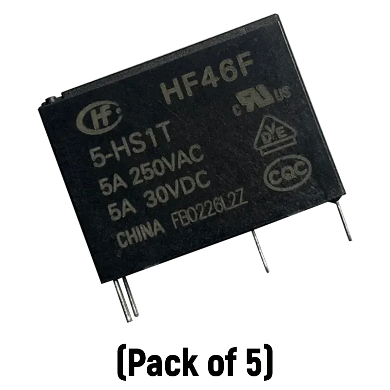Hongfa HF46F 5A SPST 5V PCB Sealed Subminiature Intermediate Power Relay(Pack of 5)